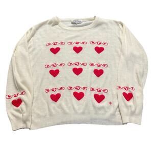 Vintage Shirlee Designs Valentines Day Sweater Size XL Red Hearts